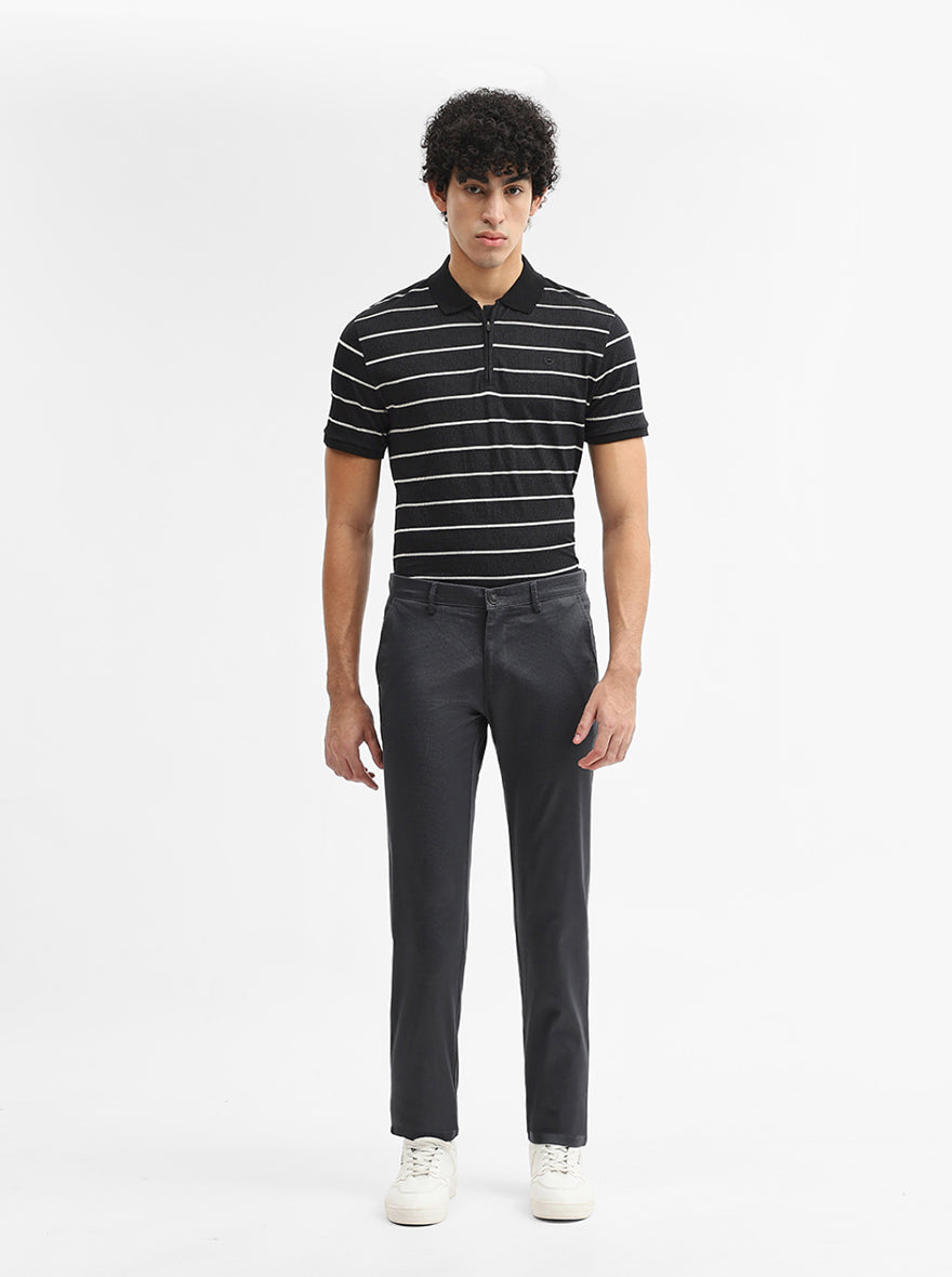 Dark Grey Checked Super Slim Fit Casual Trouser | Greenfibre
