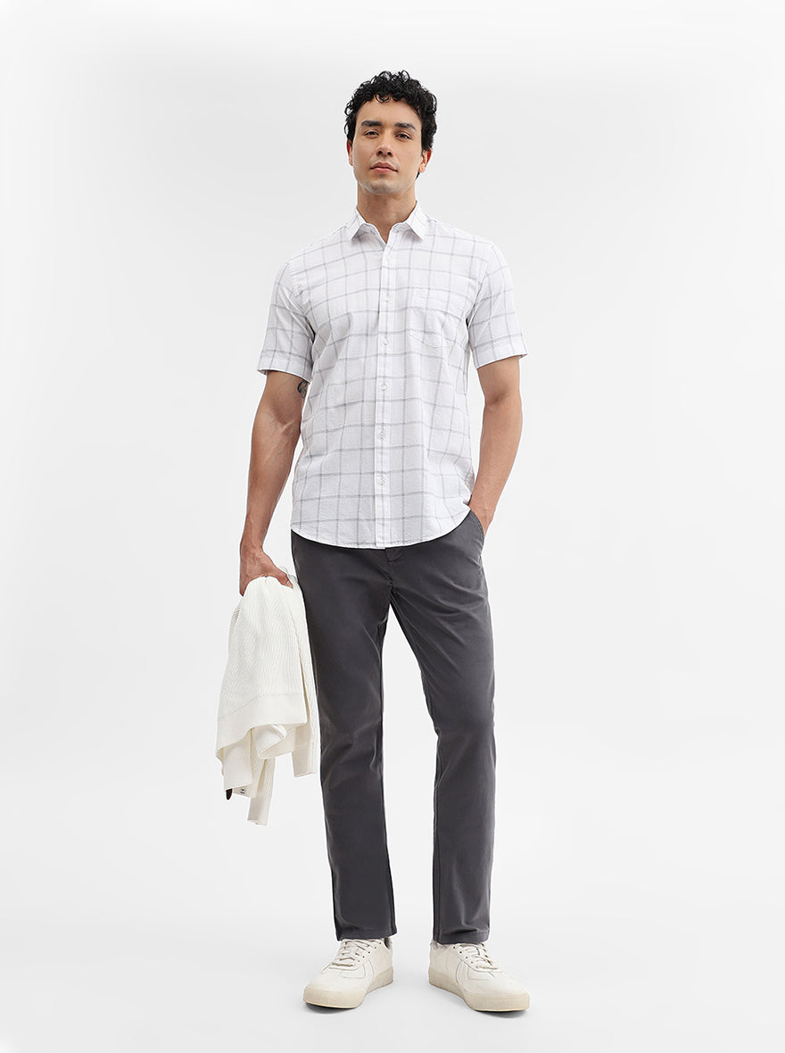 White Checked Smart Fit Semi Casual Shirt | Greenfibre