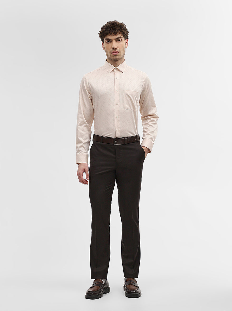 Coffee Solid Slim Fit Formal Trouser | JadeBlue Super Luxe