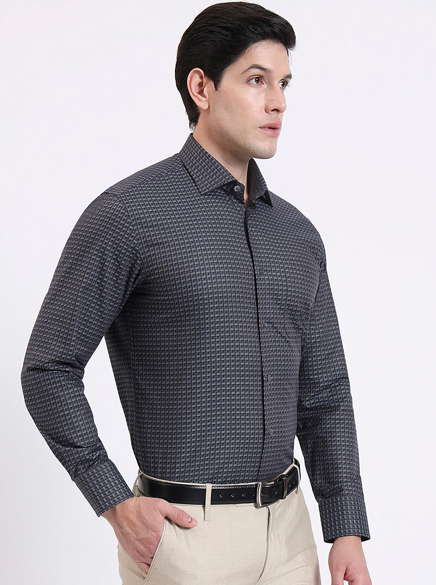 Grey Solid Slim Fit Formal Shirt | JadeBlue Super Luxe