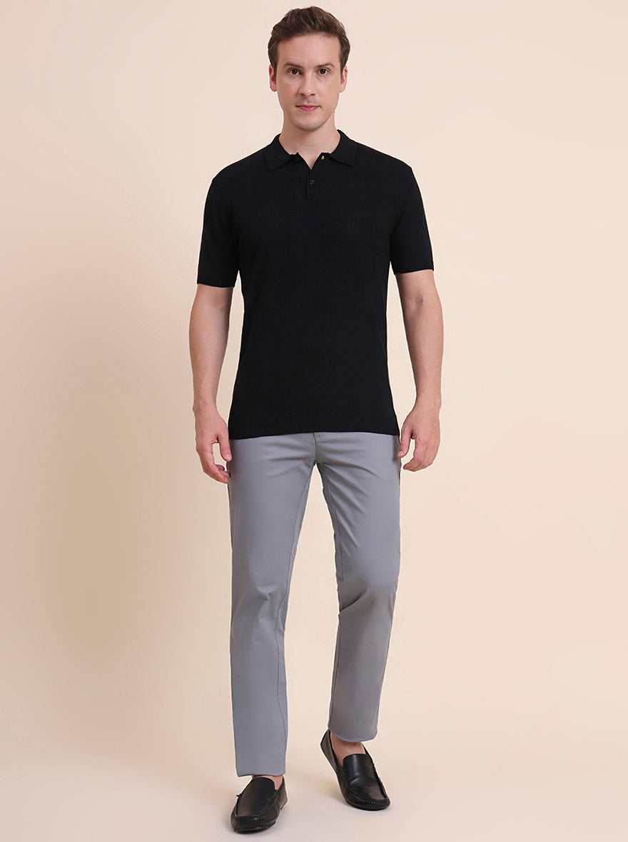 Steel Grey Solid Uno Fit Casual Trouser | JadeBlue