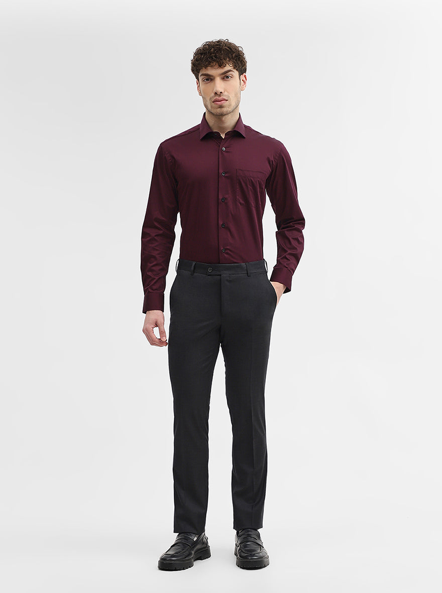 Grey Solid Slim Fit Formal Trouser | JadeBlue Super Luxe