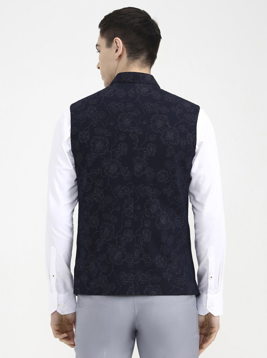 Blue Printed Regular Fit Waistcoat | Wyre