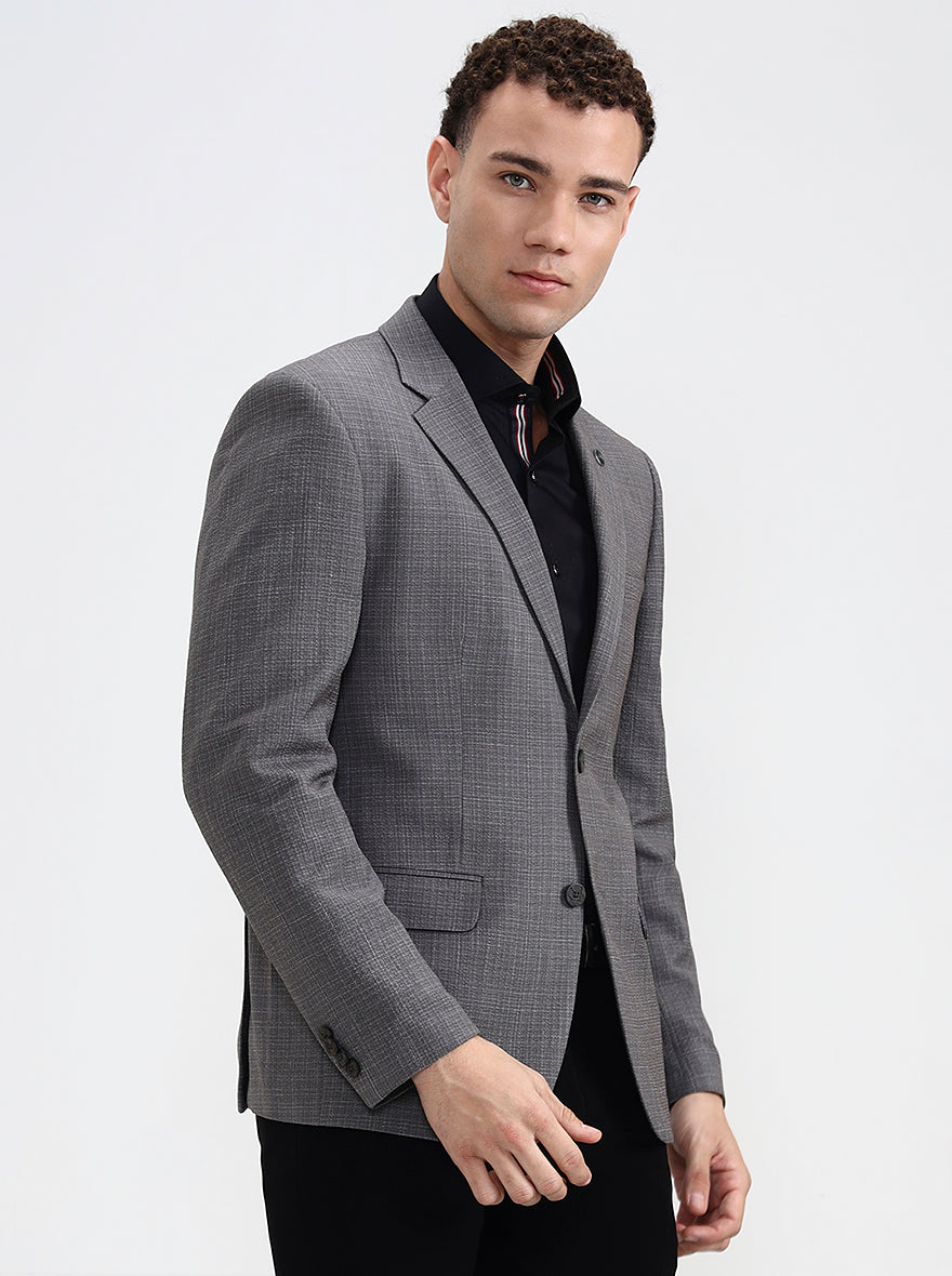 Grey Solid Regular Fit Blazer | Wyre