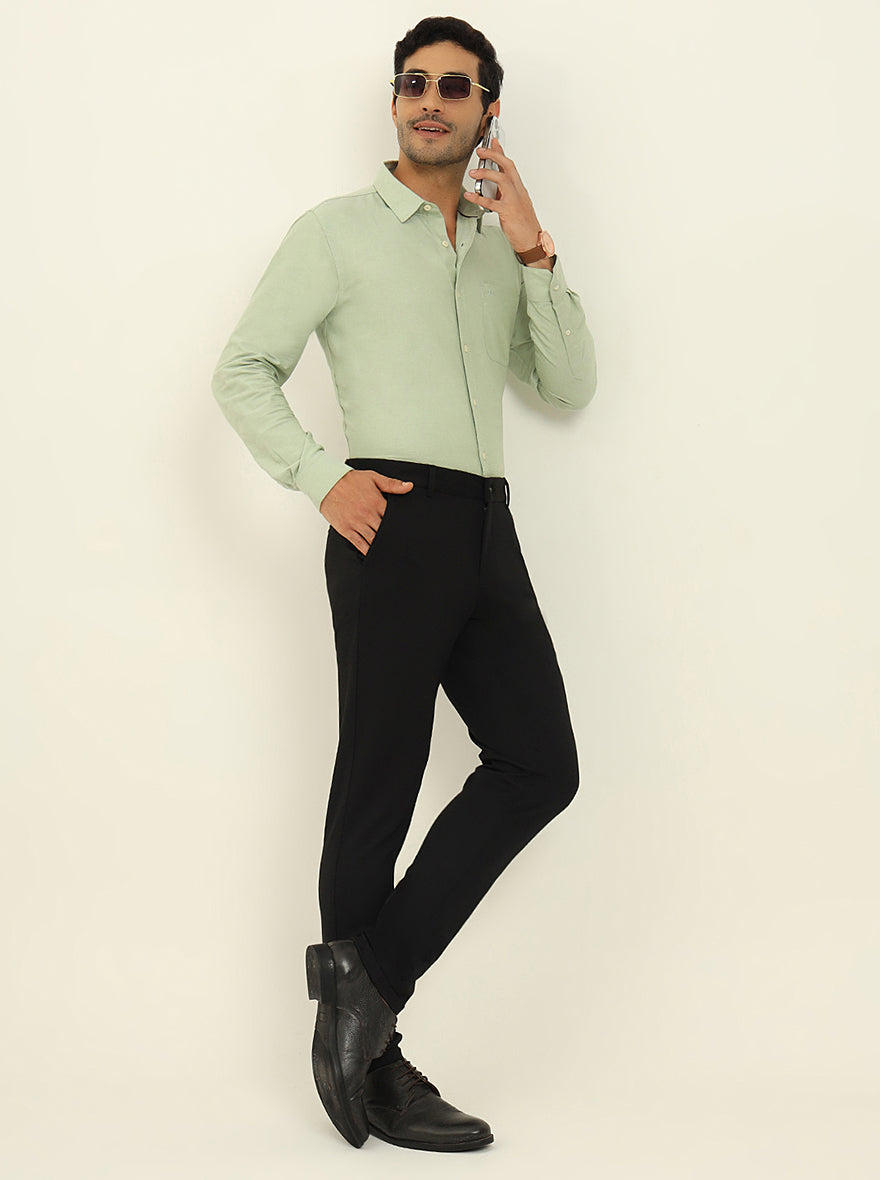 Black Solid Venice Fit Casual Trouser | JadeBlue