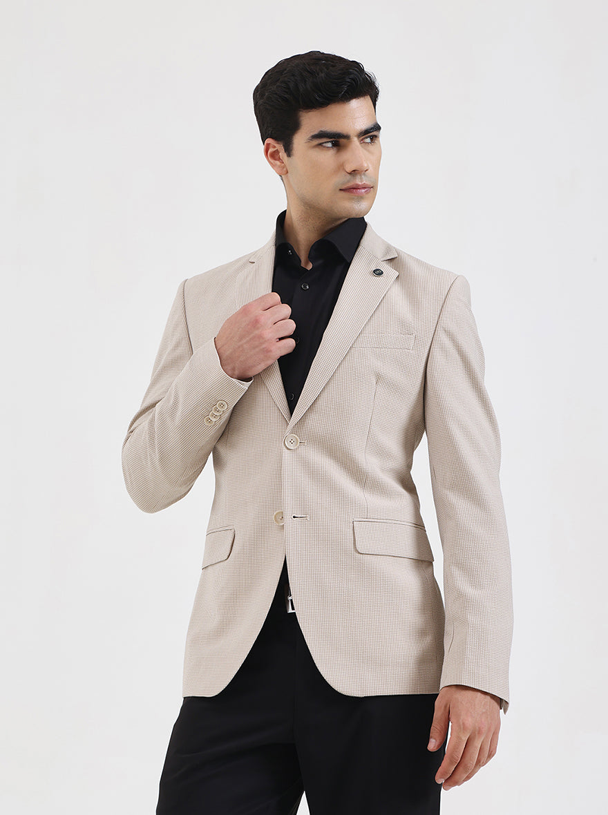 Fawn Checked Regular Fit Blazer | Wyre