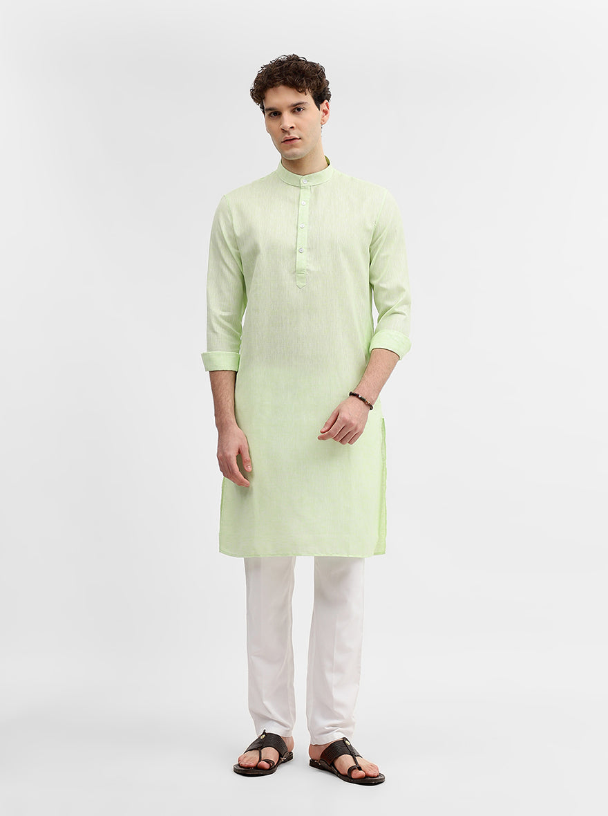 Green Solid Modi Kurta | JadeBlue