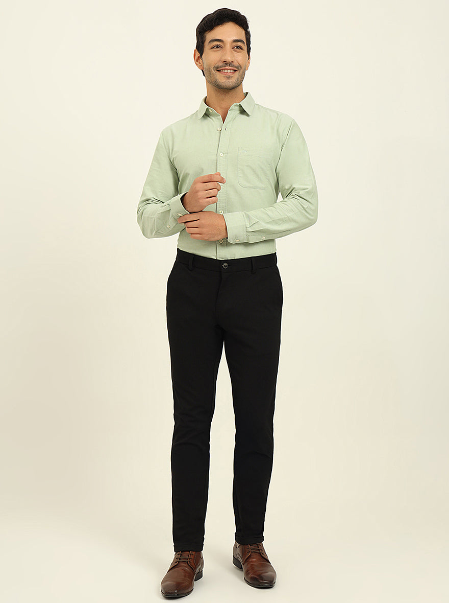 Black Solid Venice Fit Casual Trouser | JadeBlue