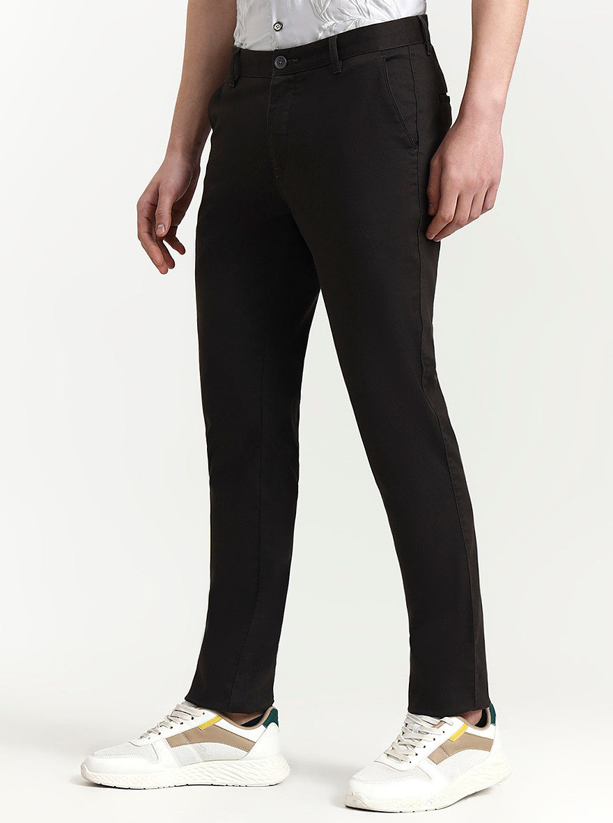 Dark Grey Solid Uno Fit Casual Trouser | JadeBlue