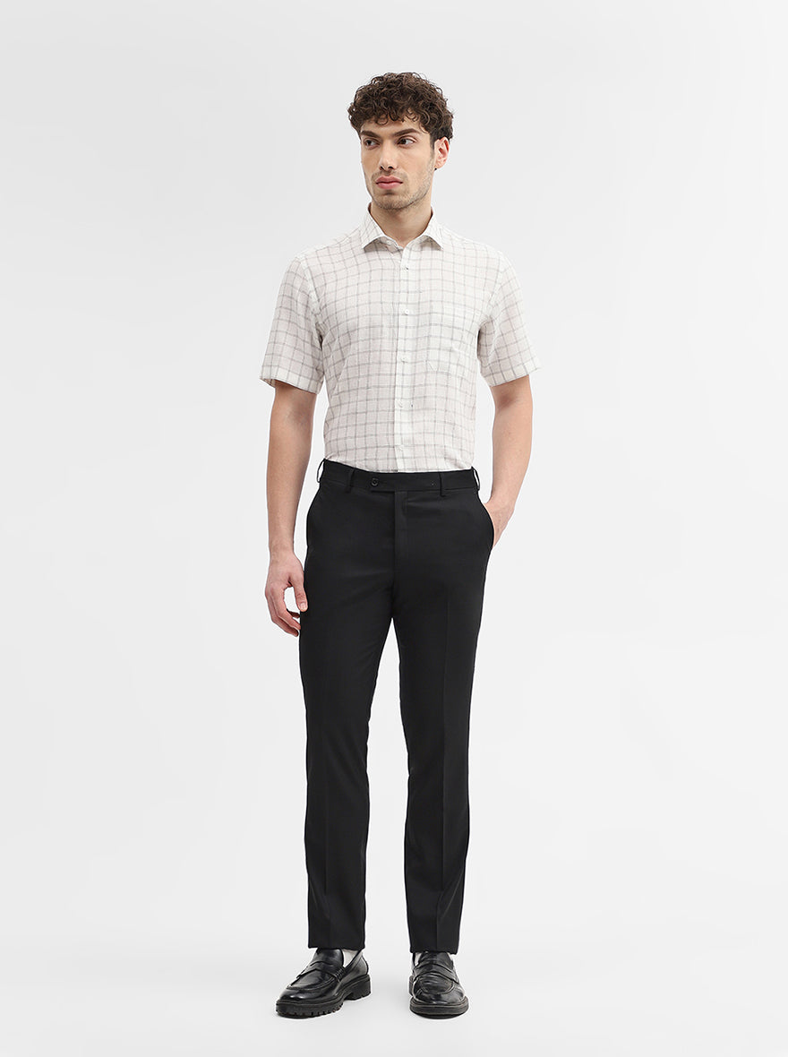 Black Solid Slim Fit Formal Trouser | JadeBlue Super Luxe
