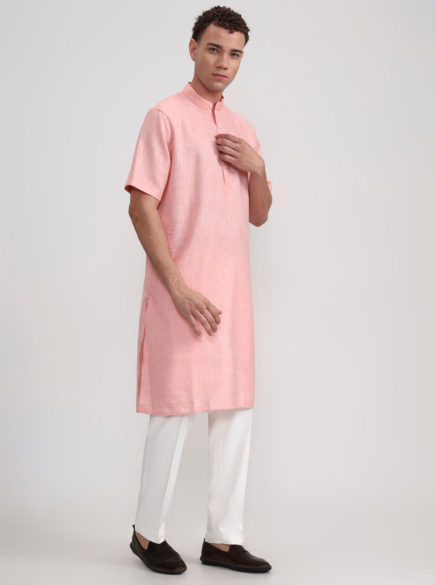 Orange Solid Regular Fit Modi Kurta | JadeBlue