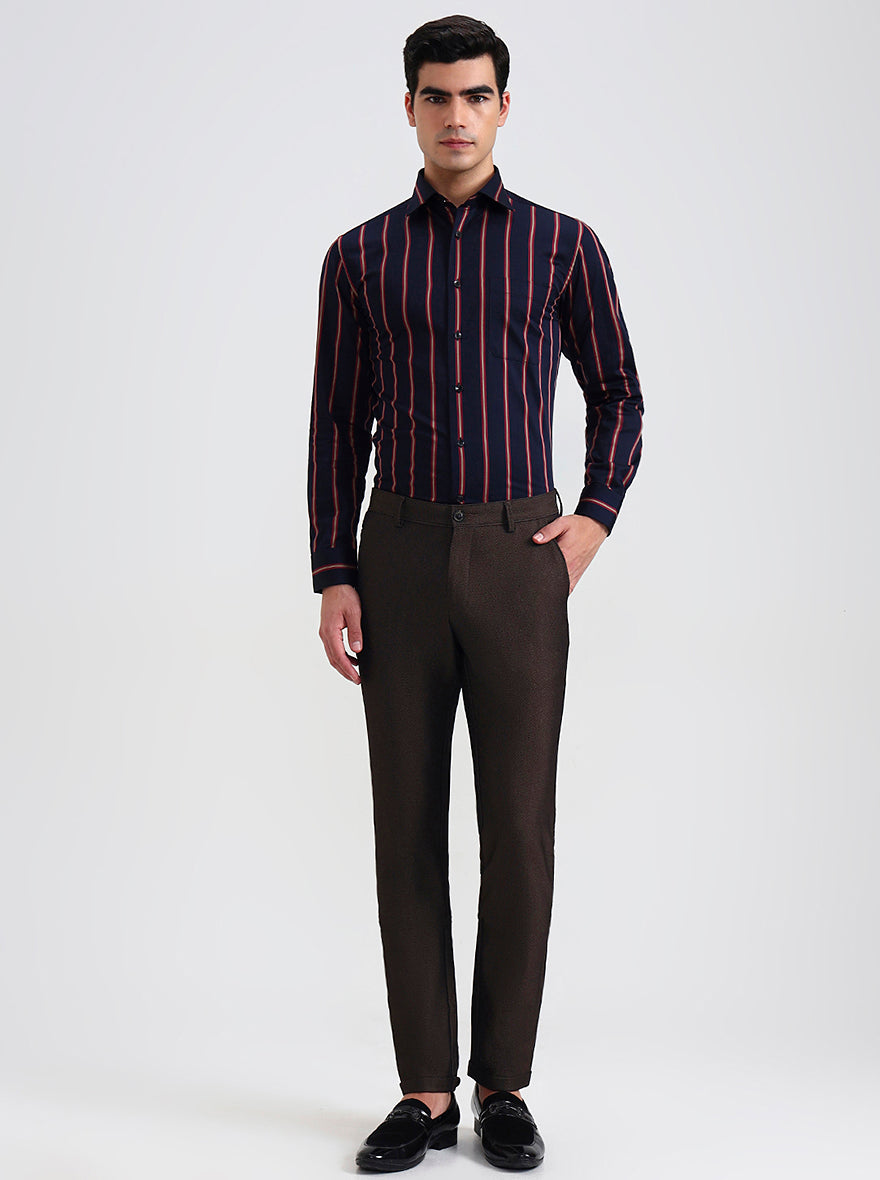 Brown Solid Slim Fit Club Wear Trouser | Wyre