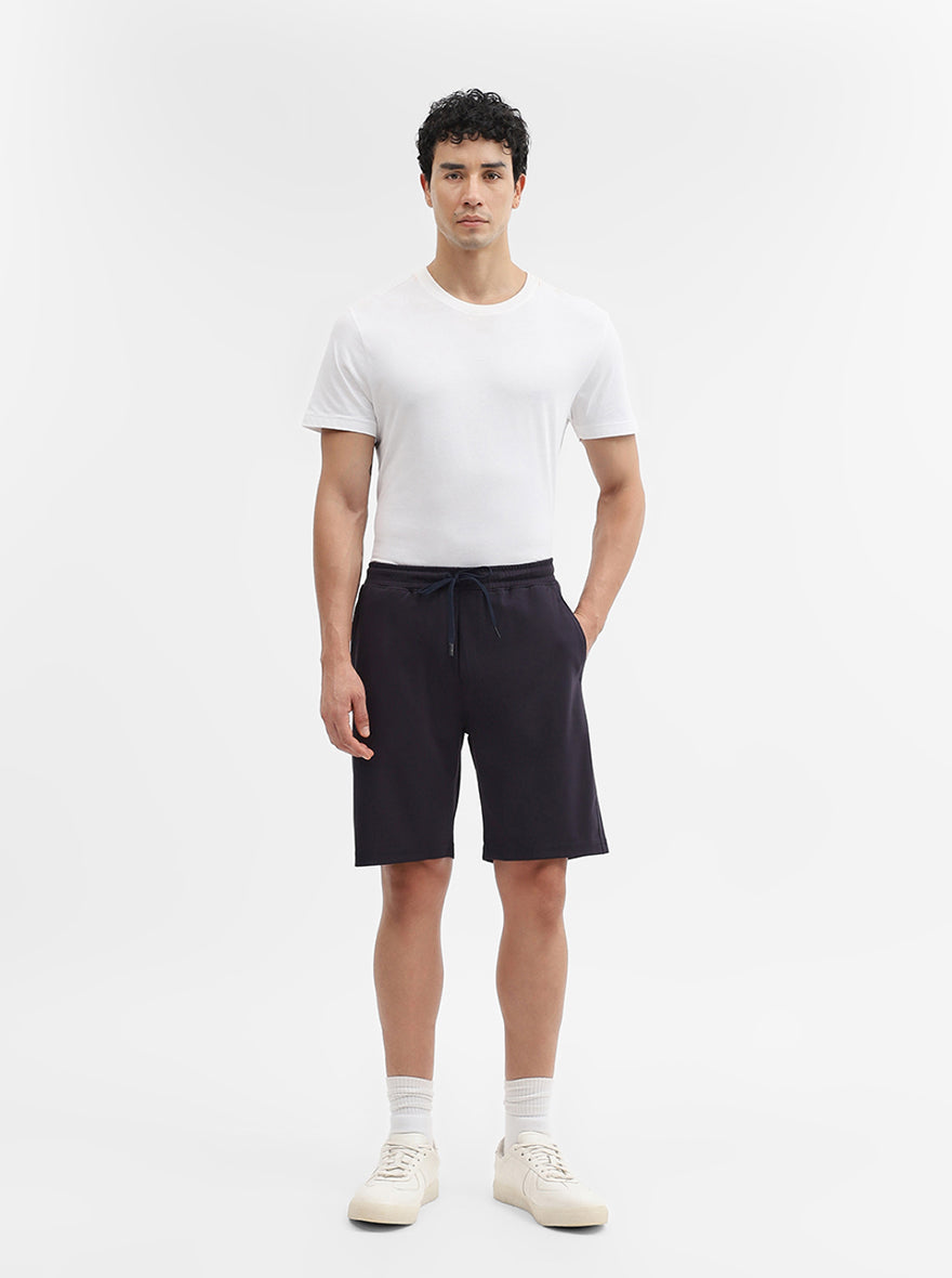 Navy Blue Solid Regular Fit Shorts | JadeBlue