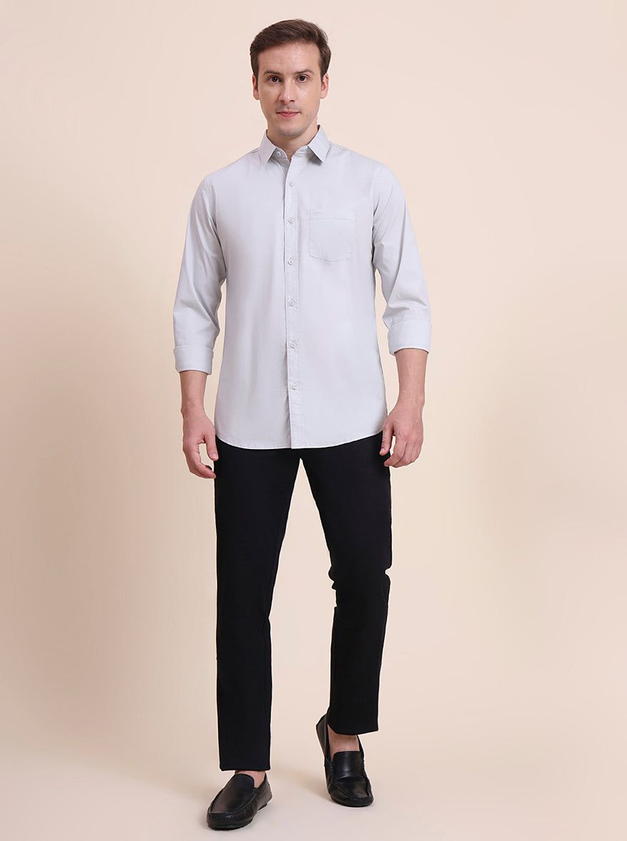 Black Solid Uno Fit Casual Trouser | JadeBlue