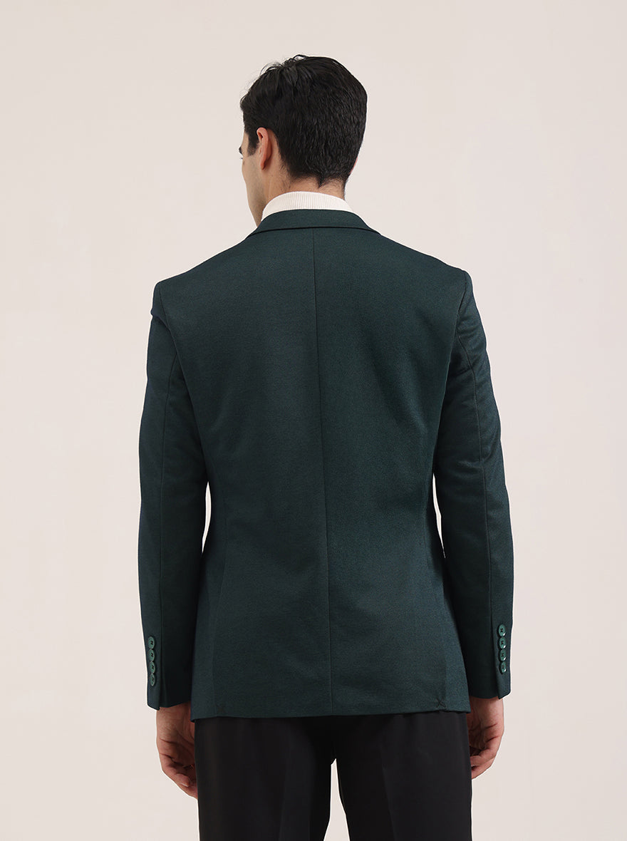 Green Solid Regular Fit Blazer | JB Studio