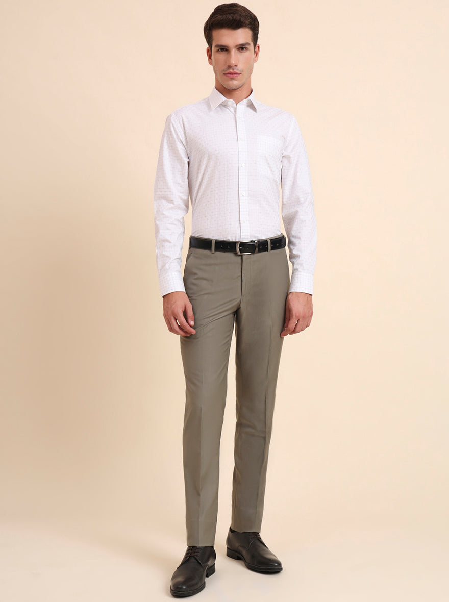 Pista Grey Solid Slim Fit Formal Trouser | Metal