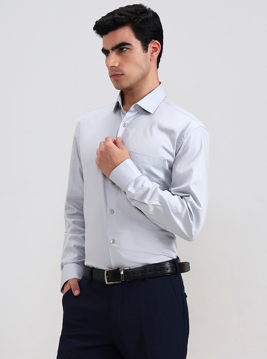 Grey Solid Regular Fit Formal Shirt | JadeBlue