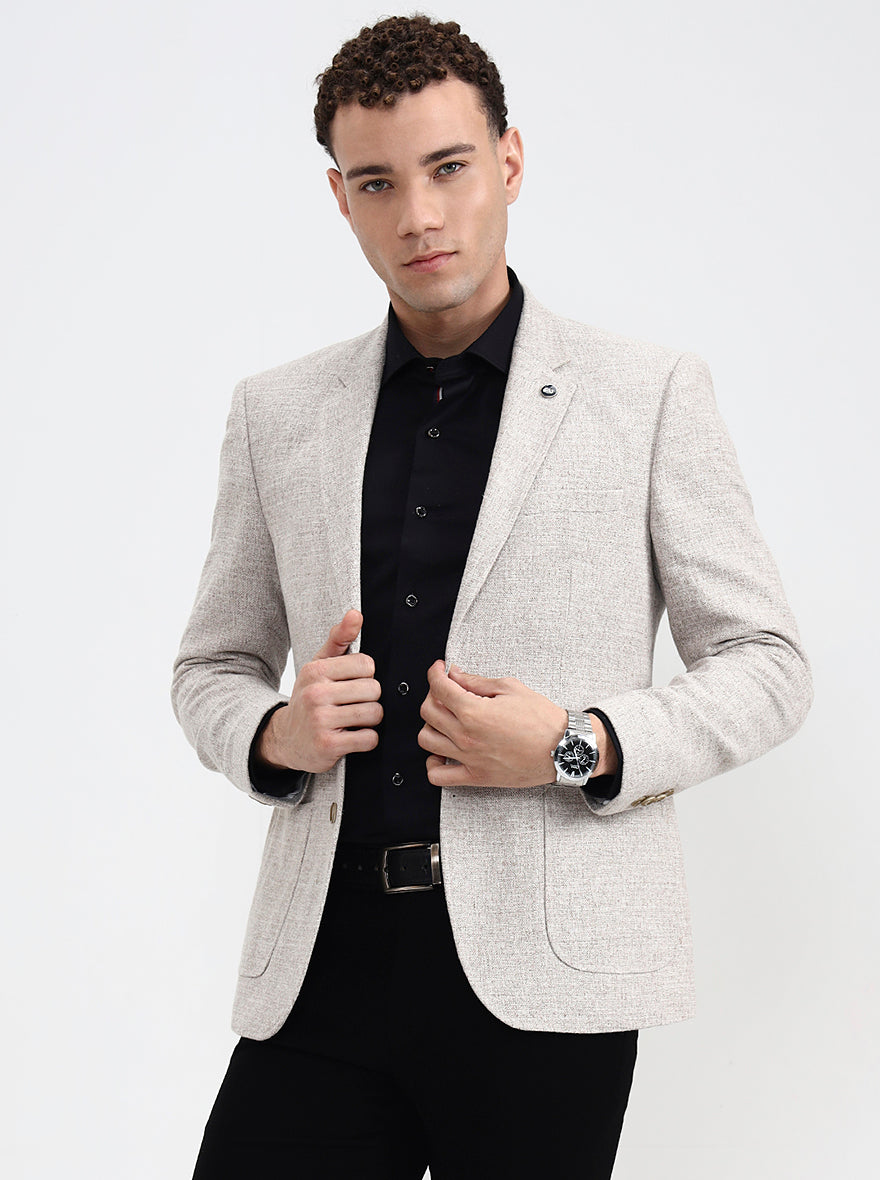 Fawn Solid Regular Fit Blazer | JadeBlue
