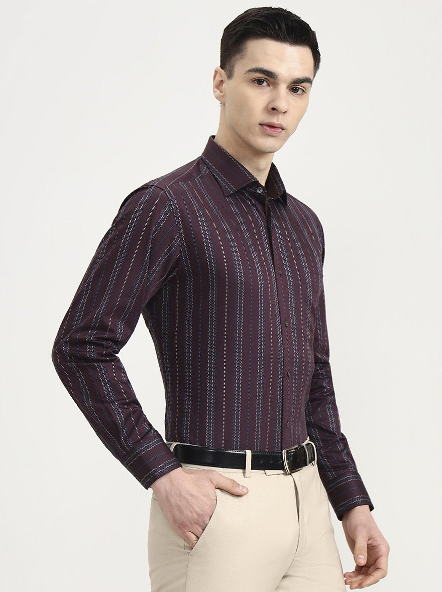 Purple Striped Slim Fit Formal Shirt | JadeBlue Super Luxe