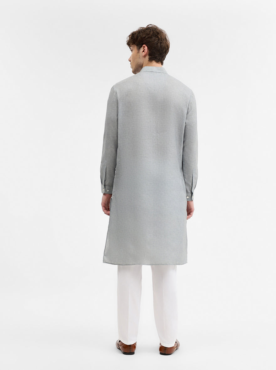 Cement Grey Solid Modi Kurta | JadeBlue