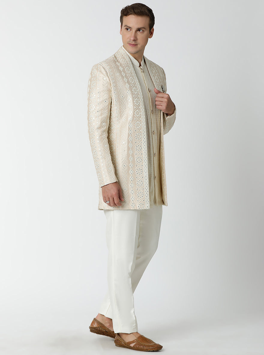 Fawn Embroidered Jodhpuri Suit | JadeBlue