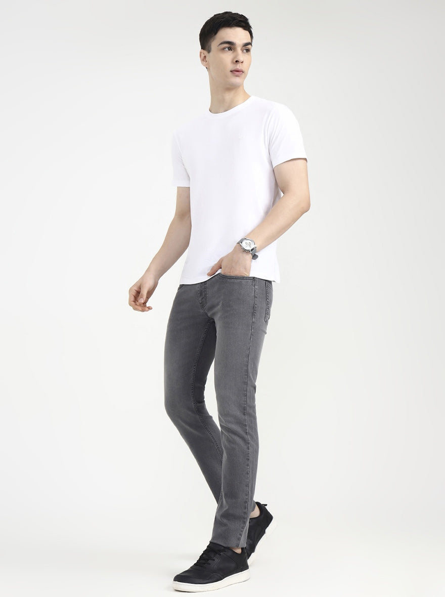 Mid Grey Solid Narrow Fit Jeans | Greenfibre