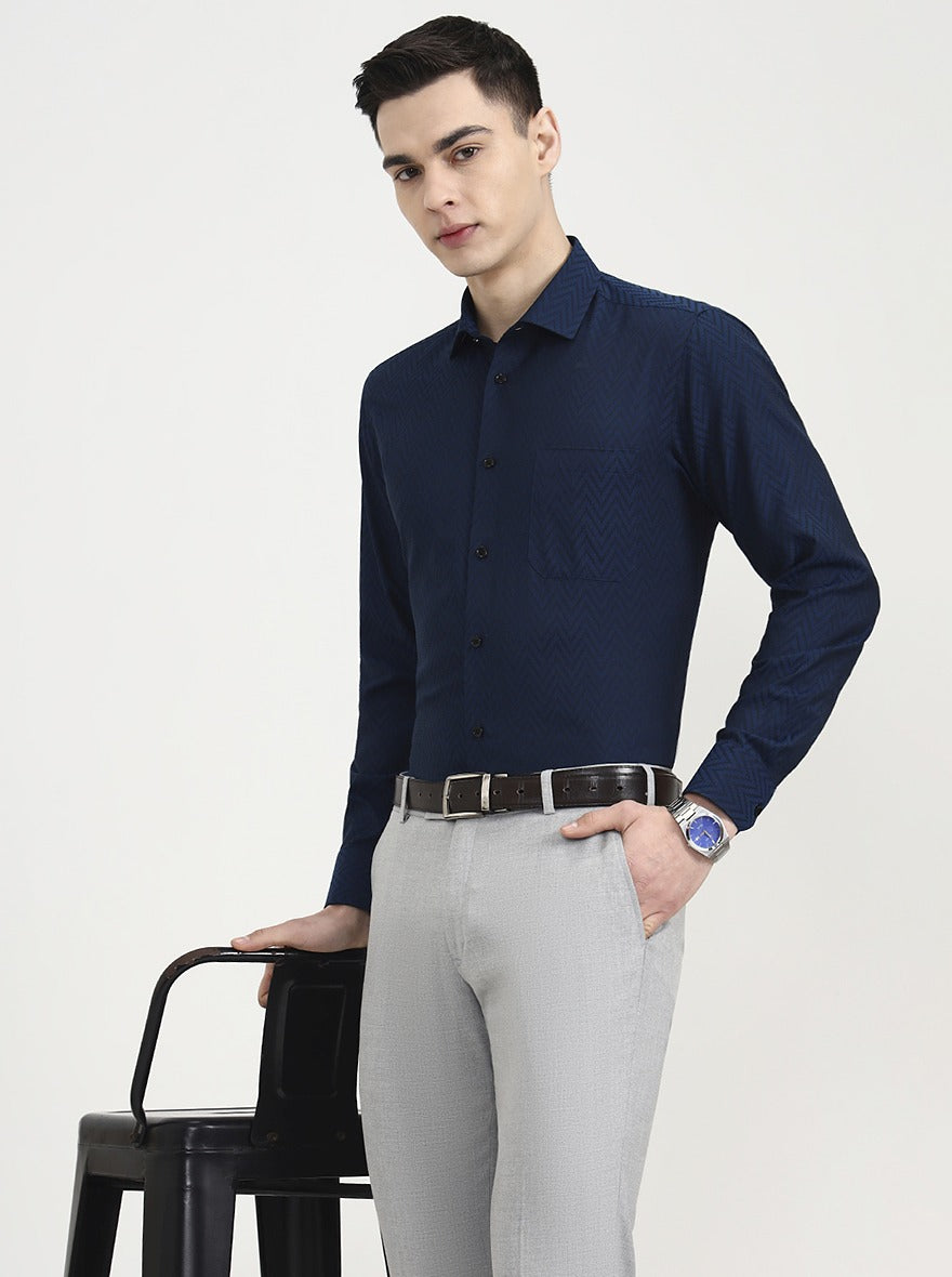 Sailor Blue Solid Slim Fit Formal Shirt | Greenfibre