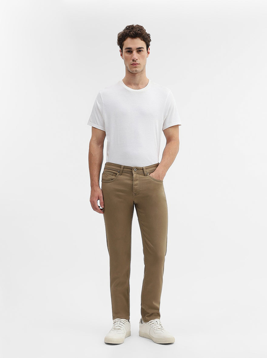 Sage Khaki Solid Narrow Fit Jeans | Greenfibre