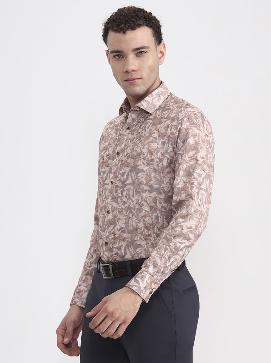 Fawn Printed Slim Fit Party Wear Shirt | Greenfibre