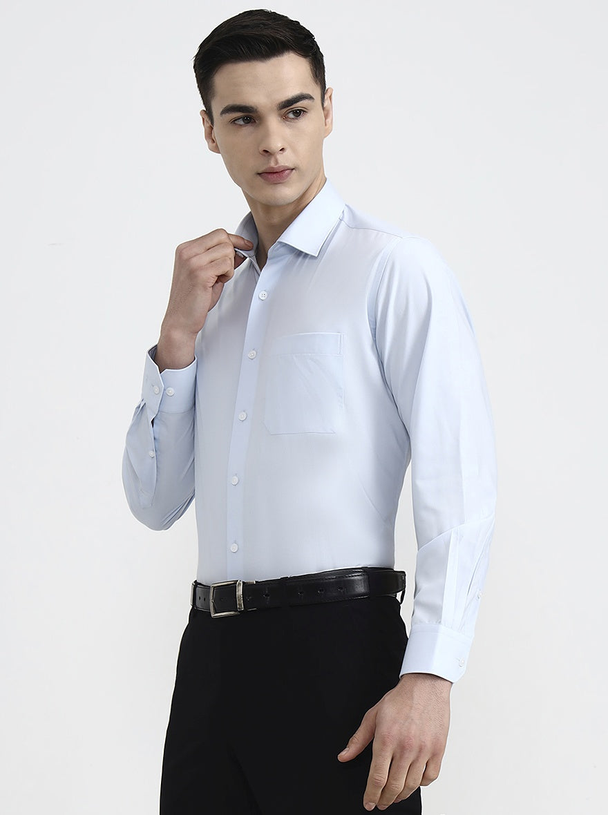 Light Blue Solid Regular Fit Formal Shirt | JadeBlue