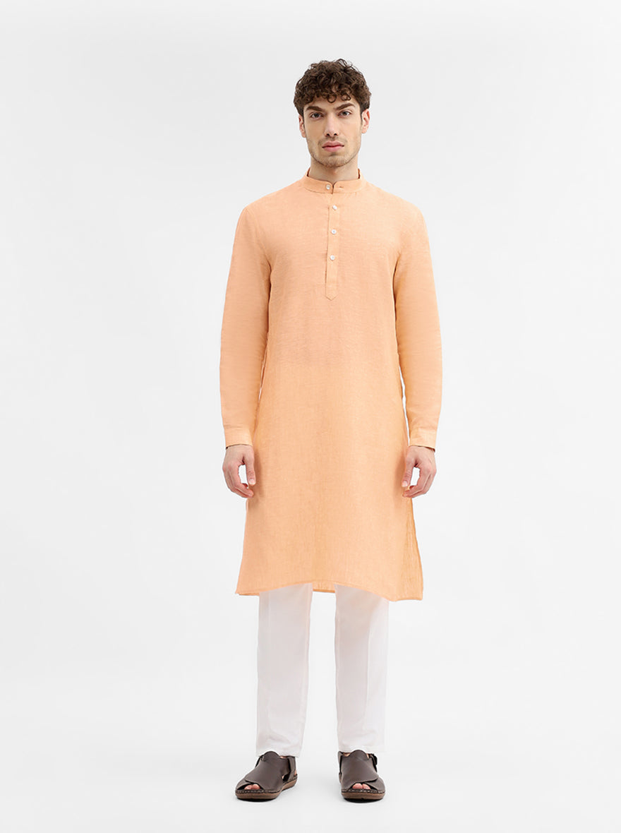 Orange Solid Modi Kurta | JadeBlue