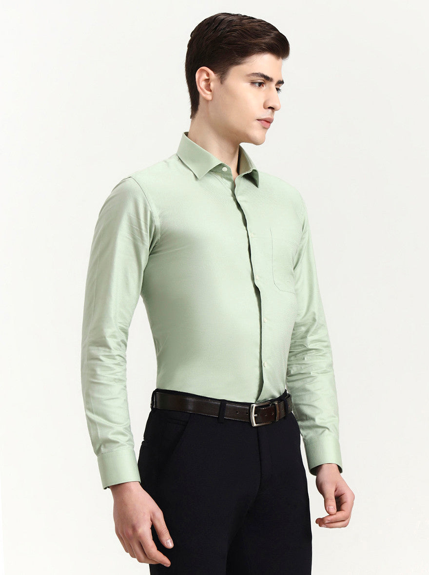 Pista Green Solid Slim Fit Formal Shirt | JadeBlue Youth