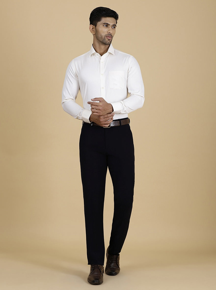 Light Yellow Printed Slim Fit Formal Shirt | Greenfibre