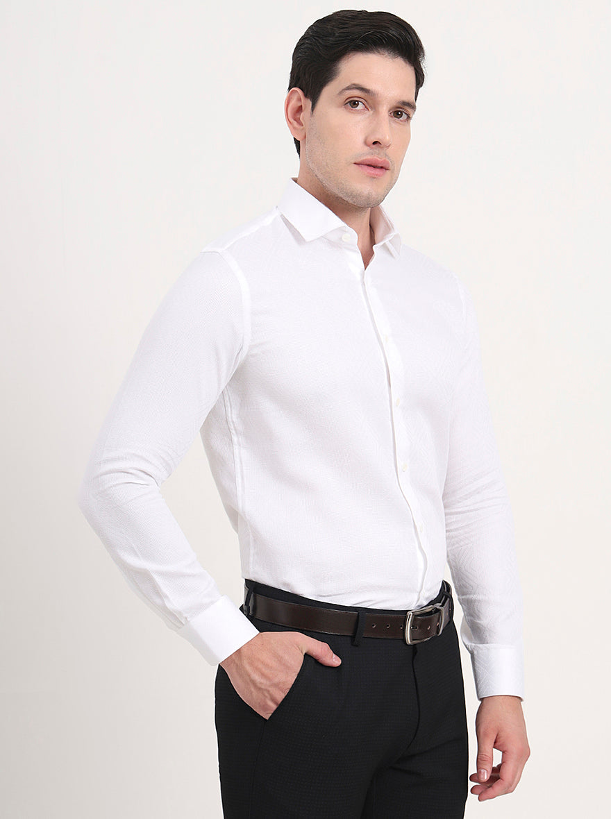 White Solid Slim Fit Party Wear Shirt | Wyre
