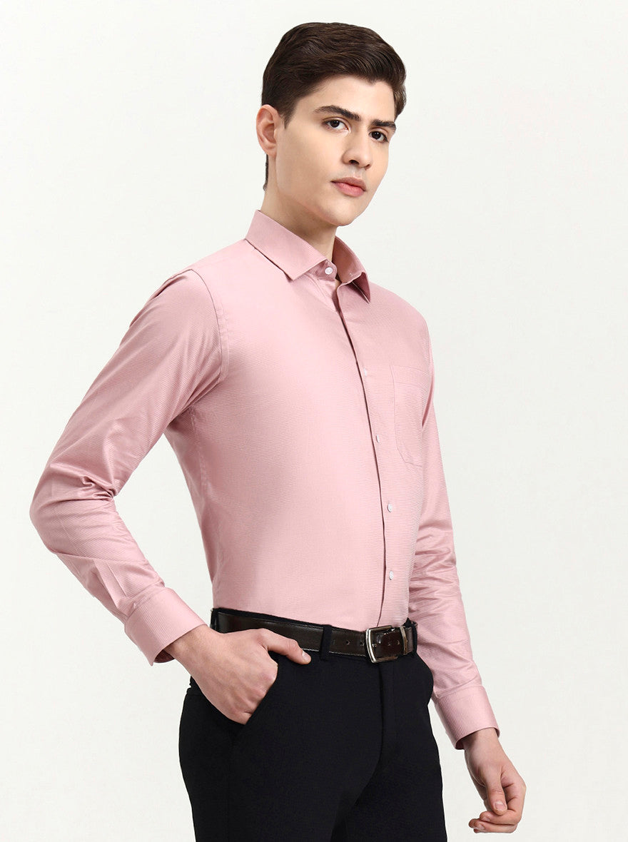 Pink Solid Slim Fit Formal Shirt | JadeBlue Youth