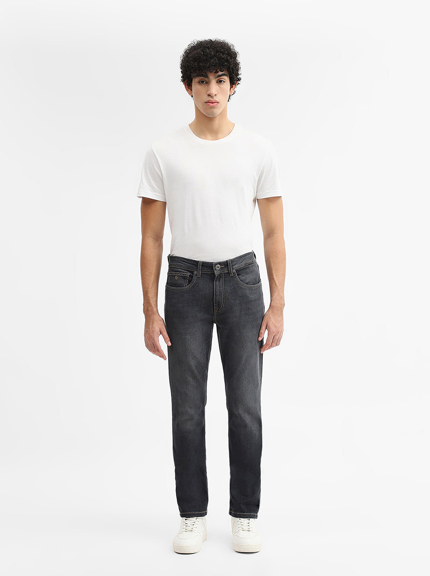 Charcoal Grey Solid Straight Fit Jeans | Greenfibre