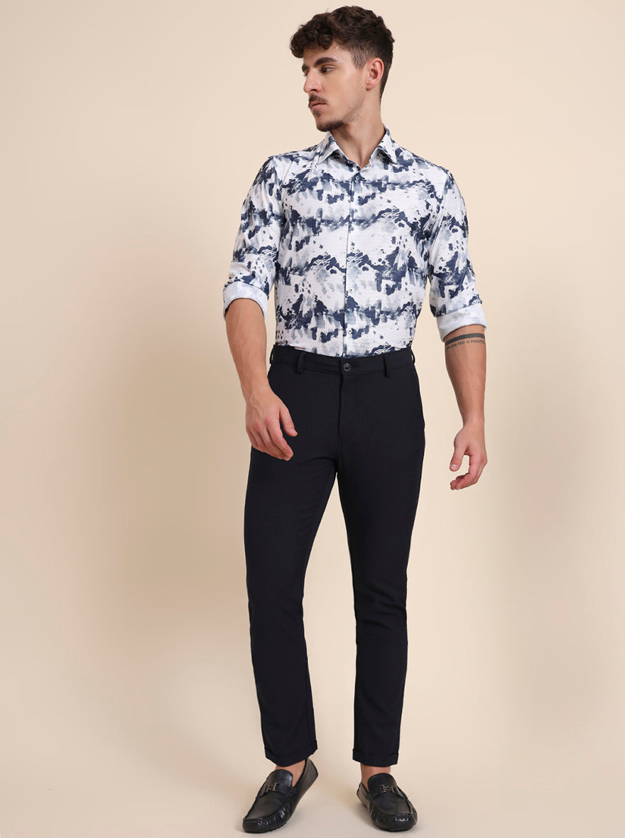 Blue Solid Slim Fit Club Wear Trouser | JB Studio