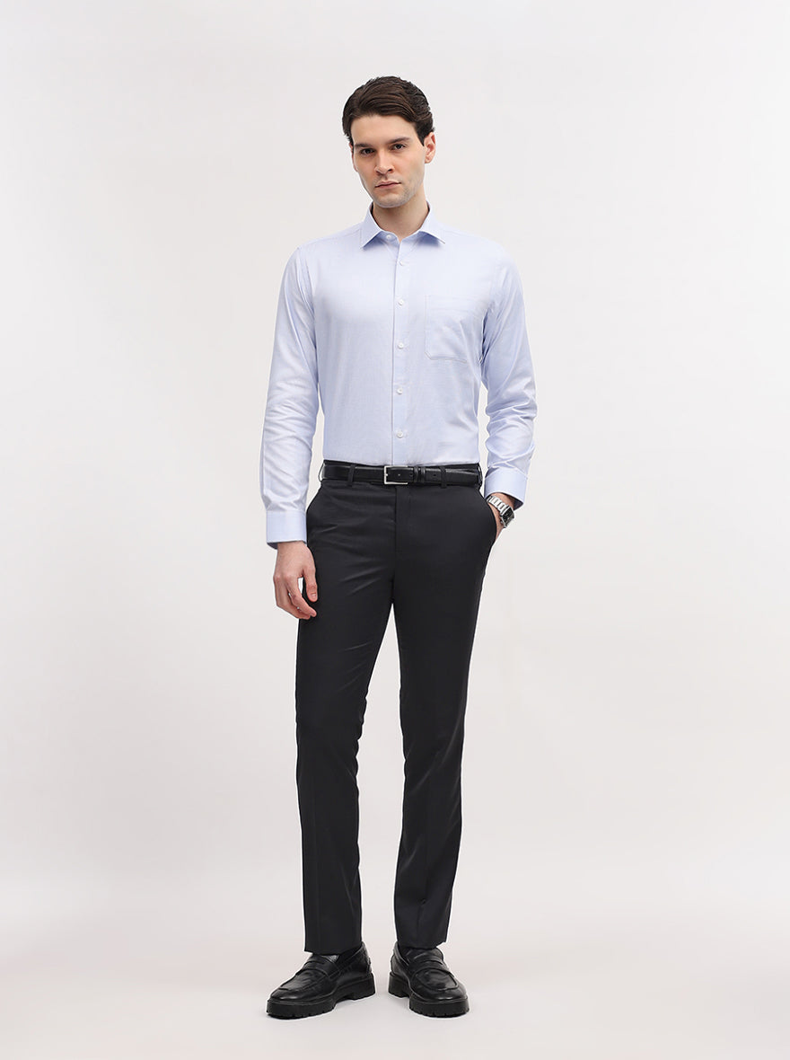 Dark Grey Solid Slim Fit Formal Trouser | JadeBlue Super Luxe