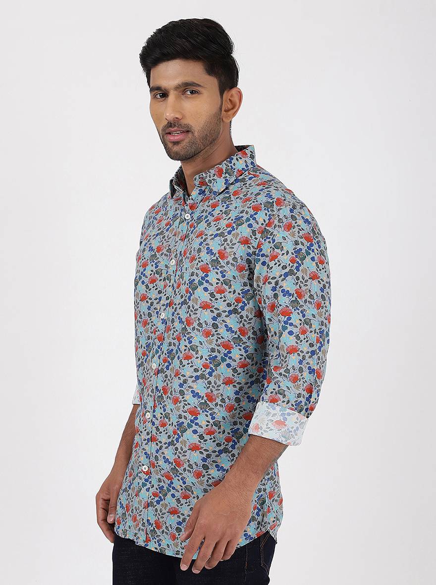 Multicolor Printed Slim Fit Casual Shirt | JadeBlue