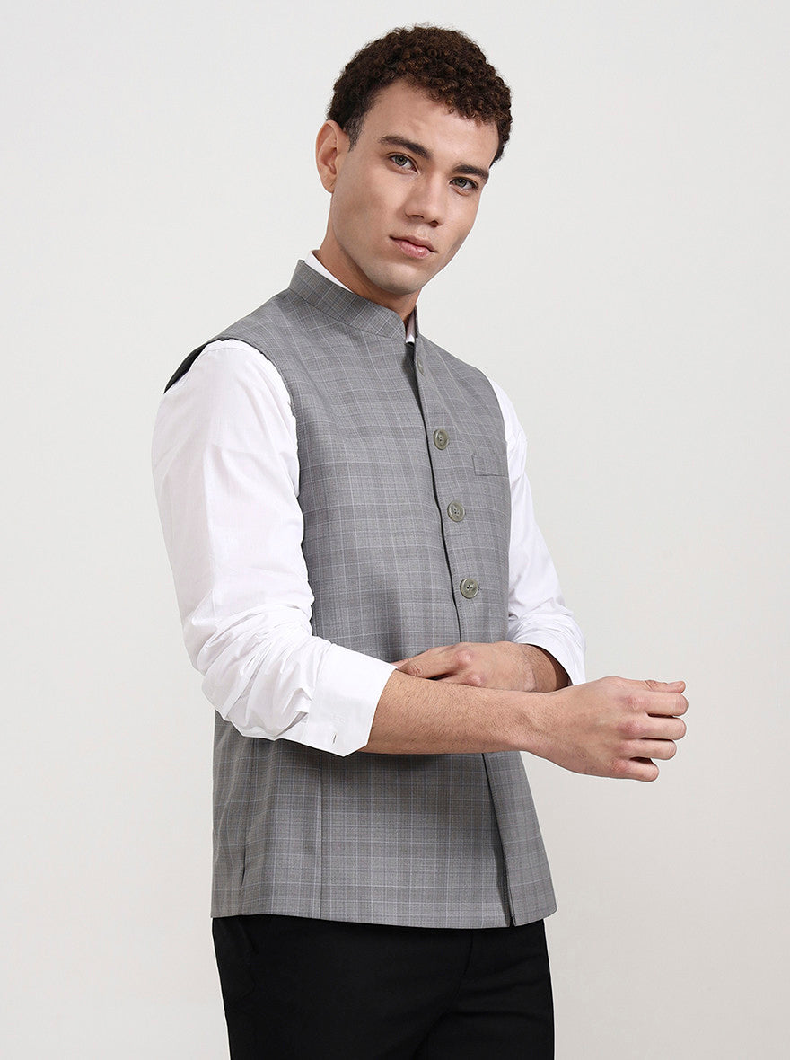 Grey Checked Modi Jacket | JadeBlue