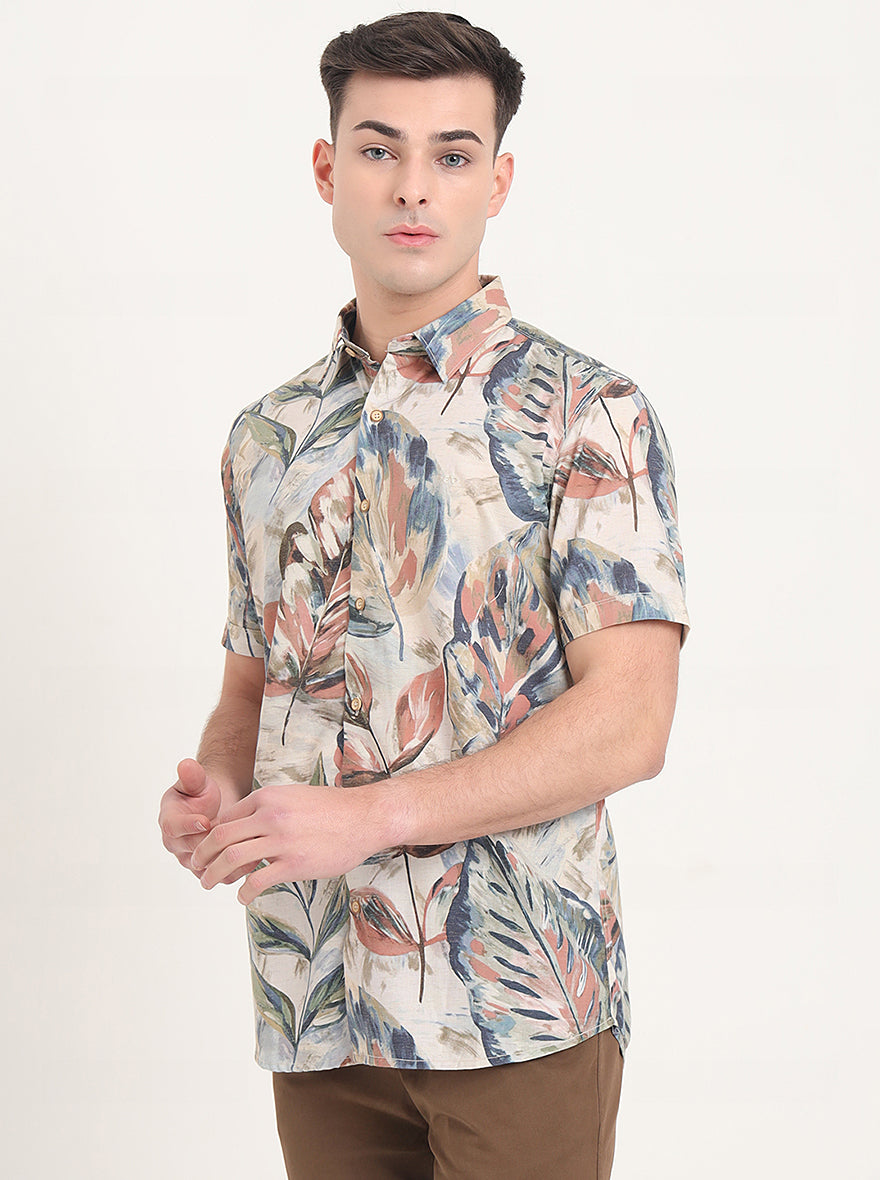Multicolor Printed Slim Fit Casual Shirt | JadeBlue