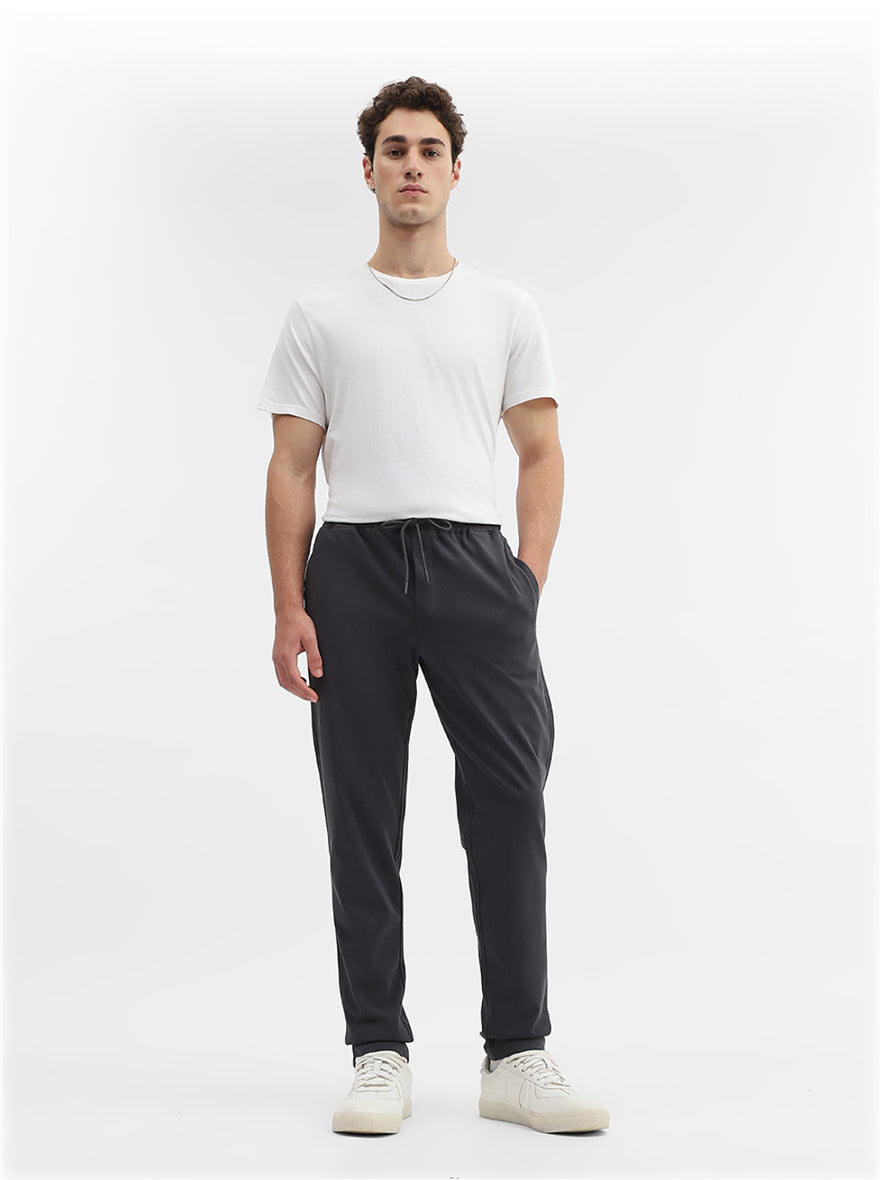 Grey Solid Slim Fit Track Pant | Greenfibre