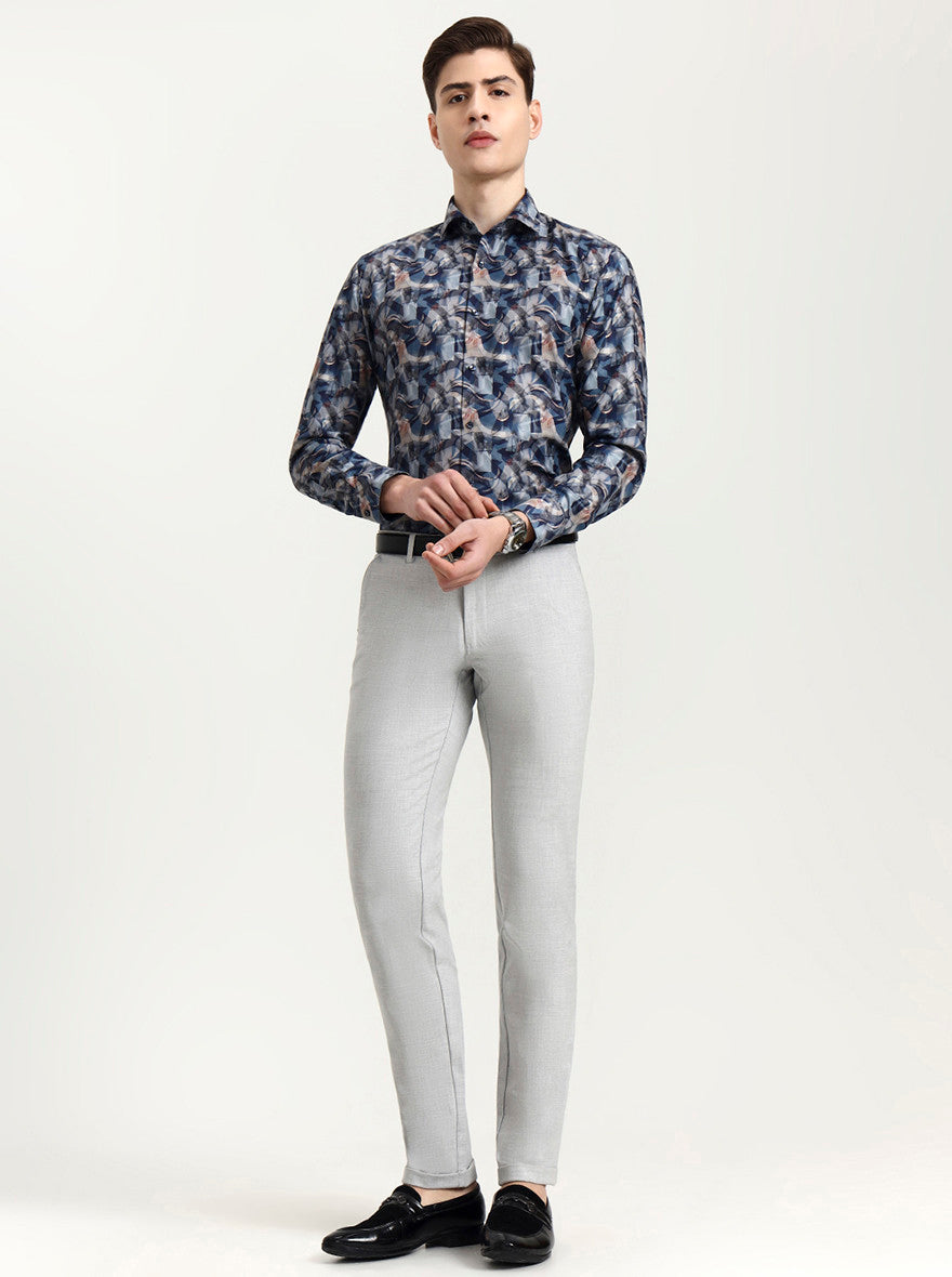 Light Grey Solid Slim Fit Club Wear Trouser | Wyre