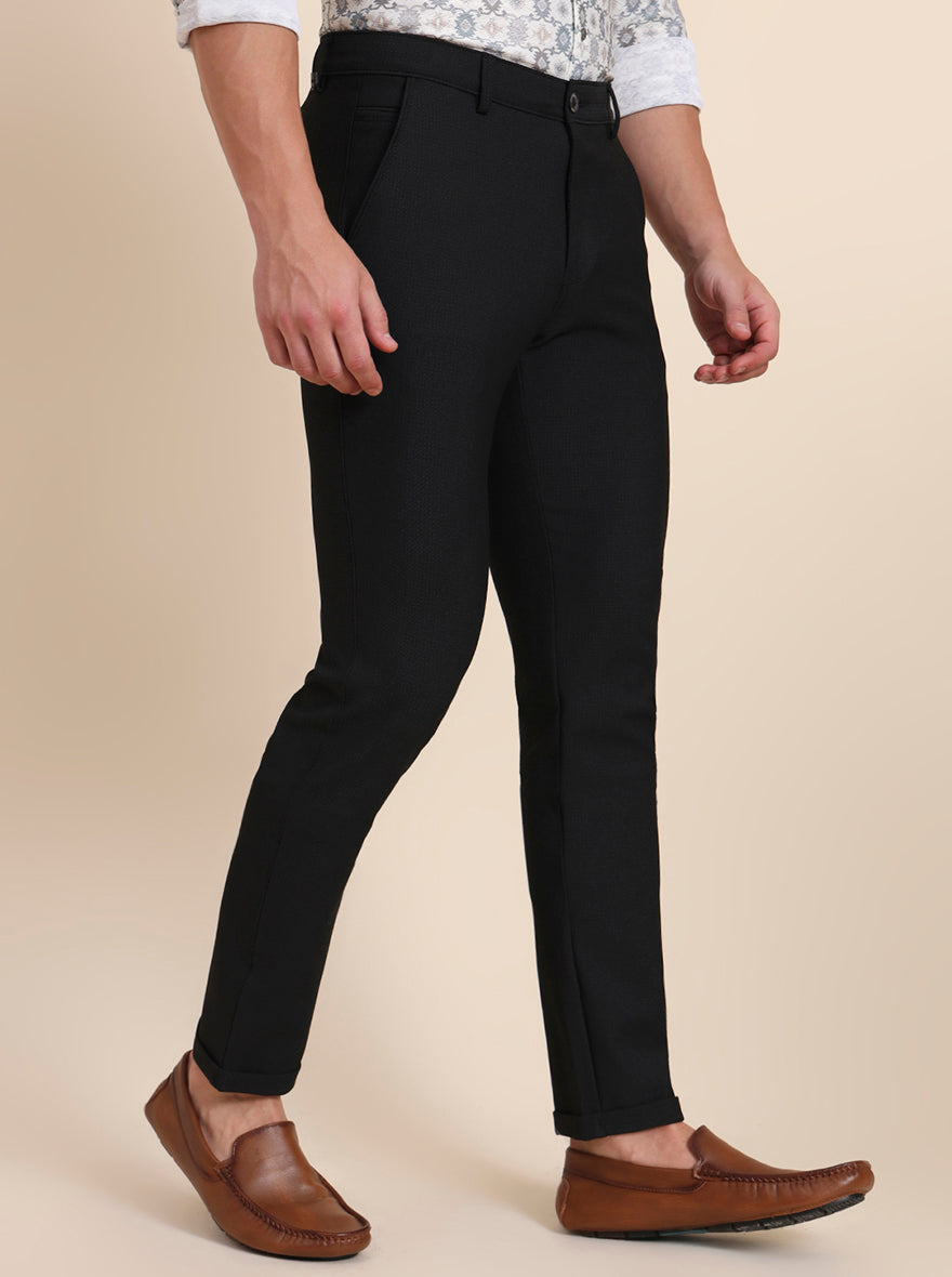 Black Solid Slim Fit Club Wear Trouser | JB Studio