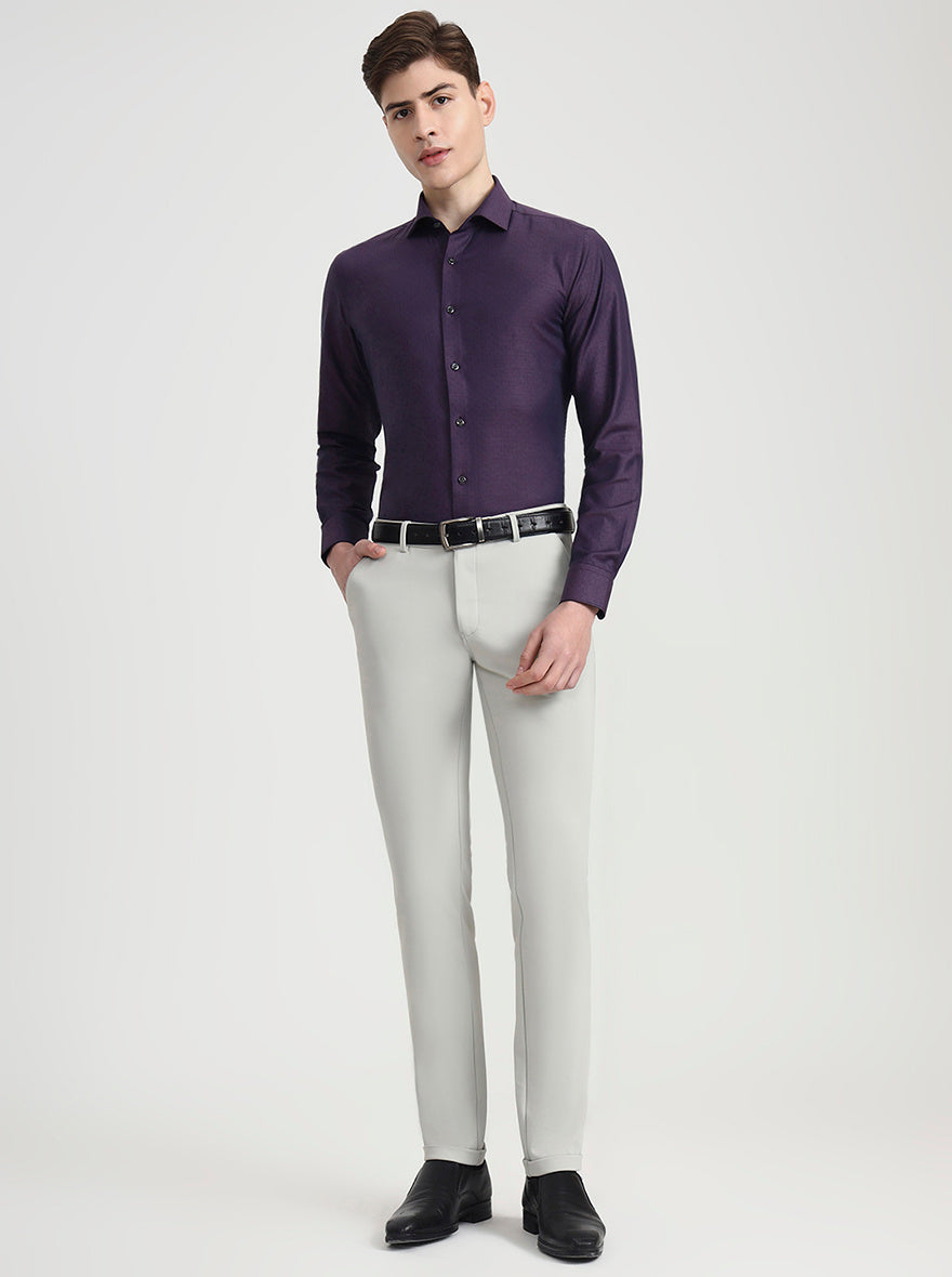 Cream Solid Slim Fit Club Wear Trouser | Wyre