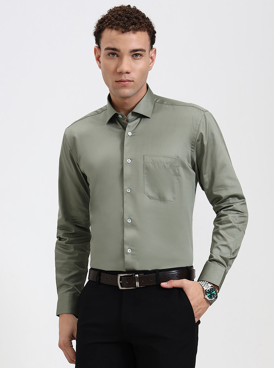 Pista Solid Slim Fit Formal Shirt | Metal