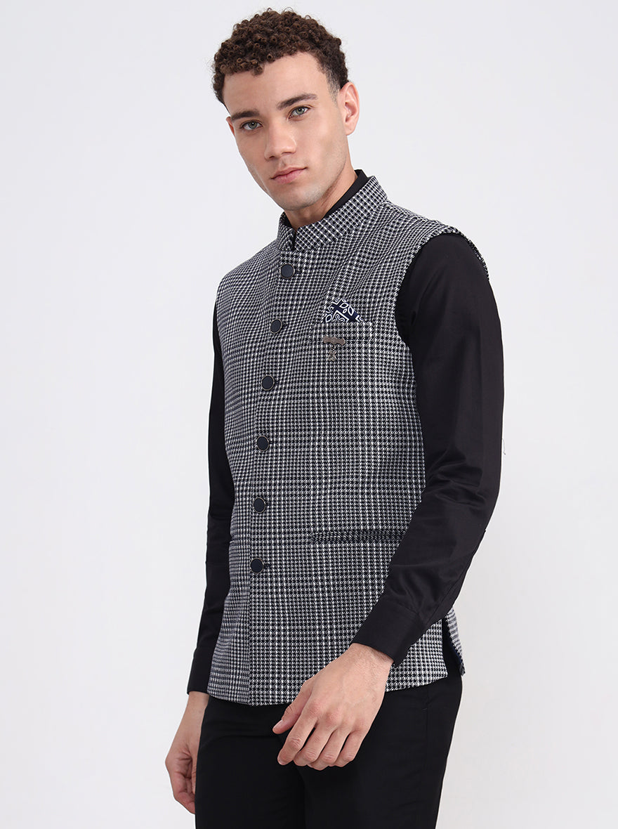 Blue Checked Regular Fit Waistcoat | Wyre