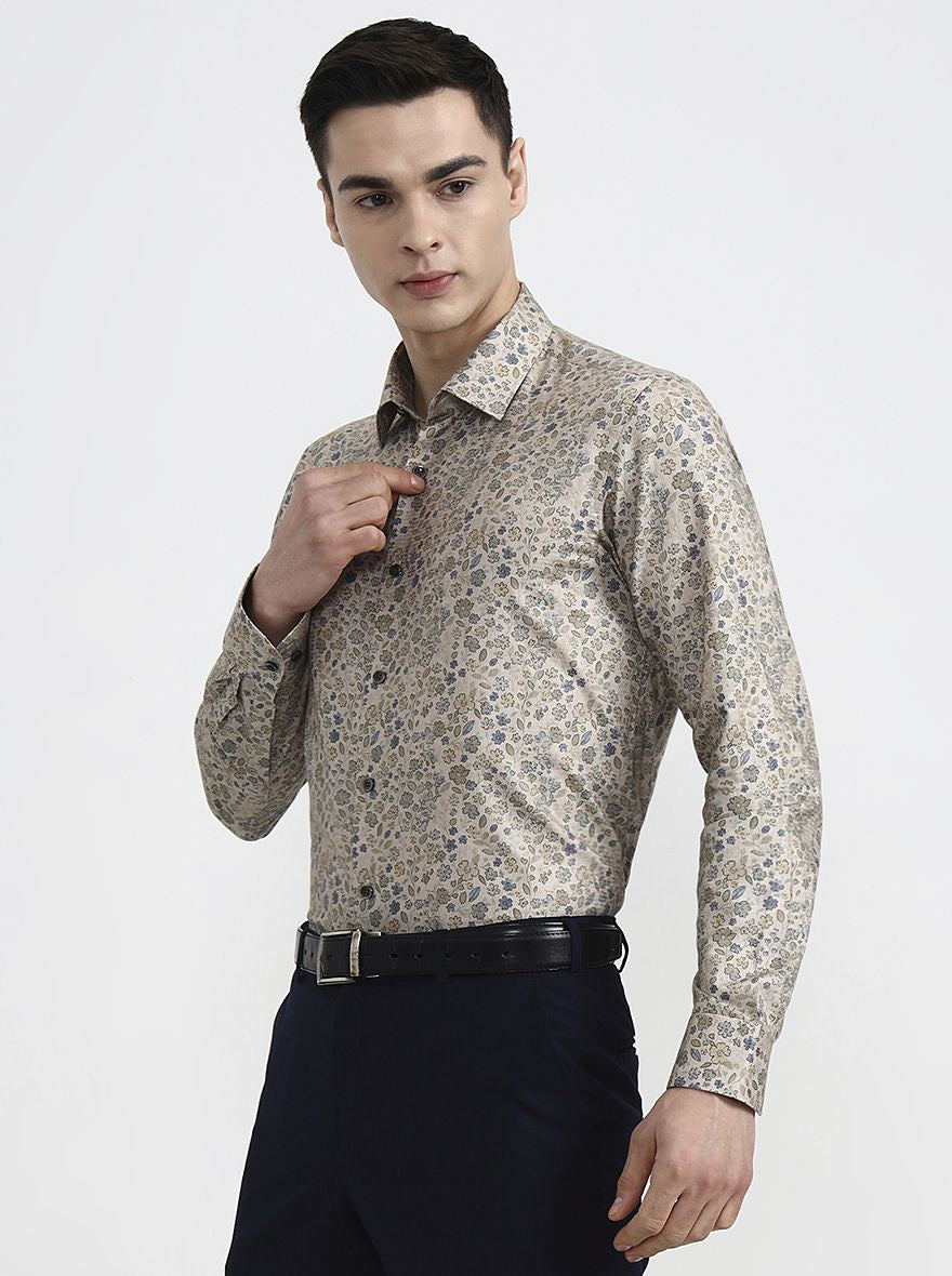 Fawn Printed Slim Fit Party Wear Shirt | Wyre