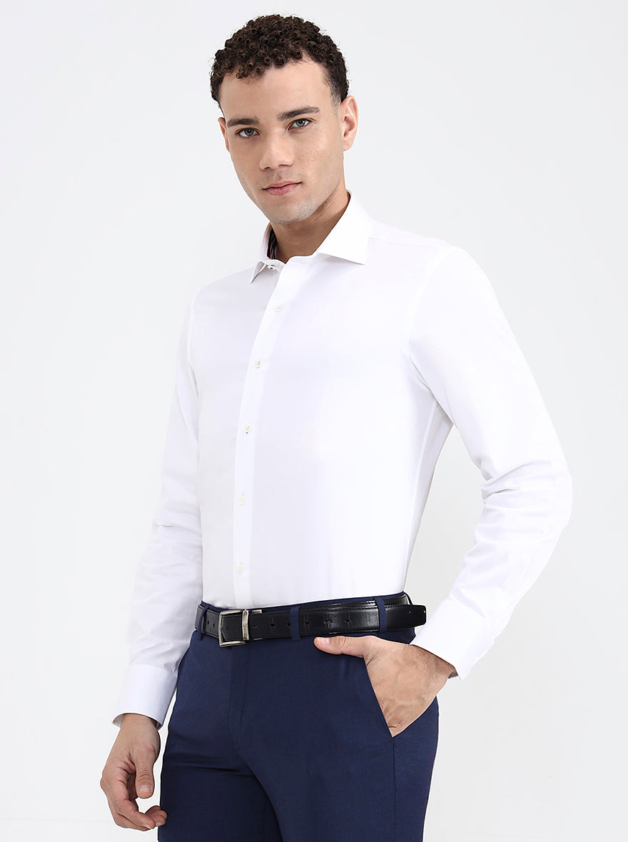 White Solid Slim Fit Party Wear Shirt | JB X JB