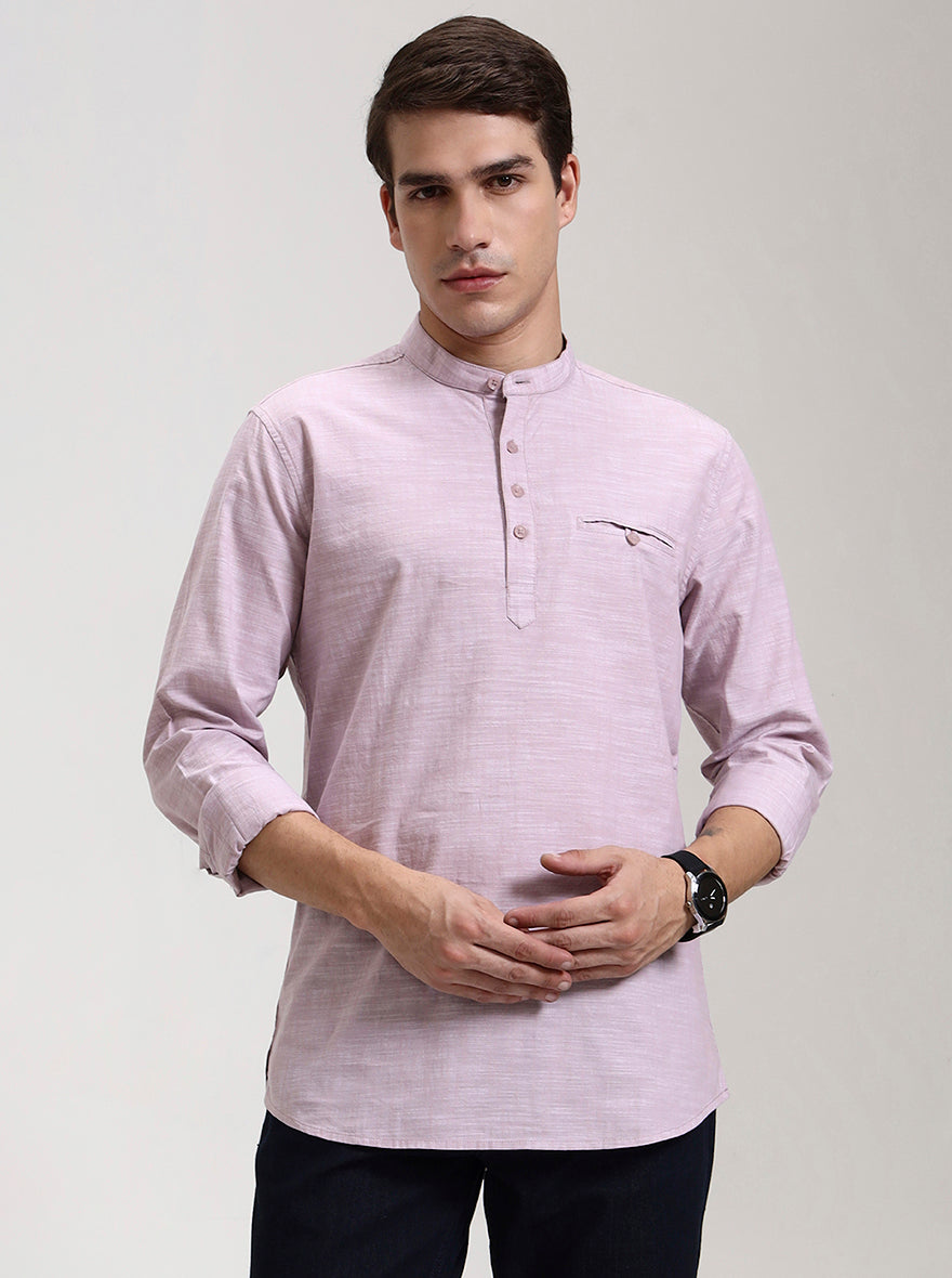 Onion Pink Solid Slim Fit Short Kurta | JadeBlue